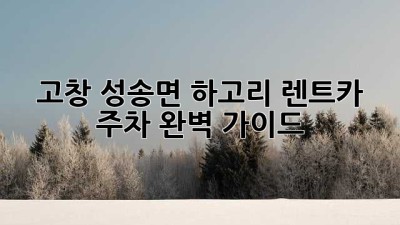 고창 성송면 하고리 렌트카 주차 완벽 가이드